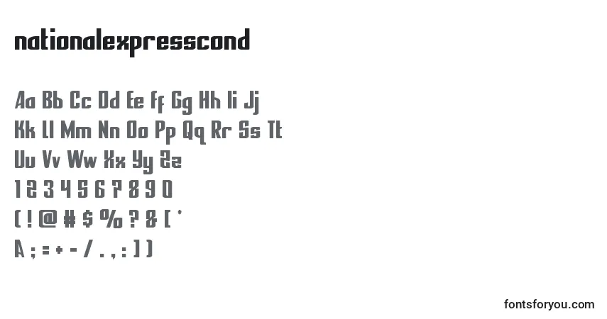 Шрифт Nationalexpresscond – алфавит, цифры, специальные символы