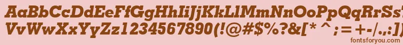 Czcionka GeometricSlabserif703ExtraBoldItalicBt – brązowe czcionki na różowym tle