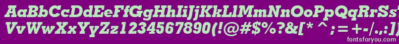 GeometricSlabserif703ExtraBoldItalicBt Font – Green Fonts on Purple Background