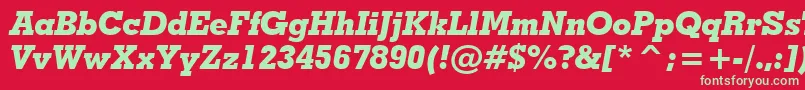 Czcionka GeometricSlabserif703ExtraBoldItalicBt – zielone czcionki na czerwonym tle