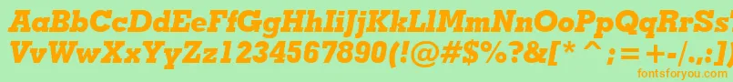 GeometricSlabserif703ExtraBoldItalicBt Font – Orange Fonts on Green Background