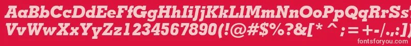 Czcionka GeometricSlabserif703ExtraBoldItalicBt – różowe czcionki na czerwonym tle