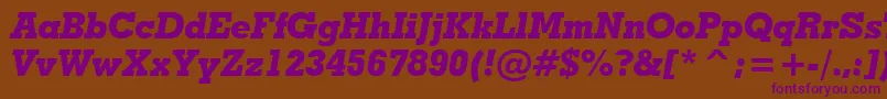 GeometricSlabserif703ExtraBoldItalicBt Font – Purple Fonts on Brown Background