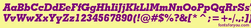 Police GeometricSlabserif703ExtraBoldItalicBt – polices violettes sur fond jaune