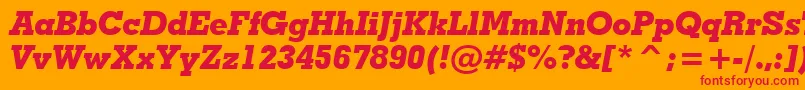 Czcionka GeometricSlabserif703ExtraBoldItalicBt – czerwone czcionki na pomarańczowym tle