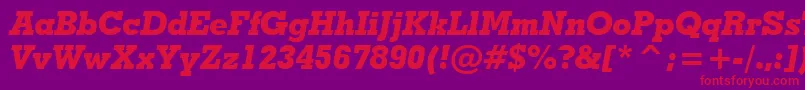 GeometricSlabserif703ExtraBoldItalicBt-fontti – punaiset fontit violetilla taustalla