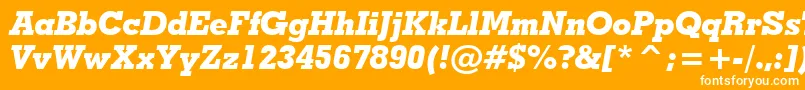 GeometricSlabserif703ExtraBoldItalicBt-fontti – valkoiset fontit oranssilla taustalla