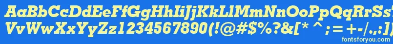 GeometricSlabserif703ExtraBoldItalicBt-fontti – keltaiset fontit sinisellä taustalla