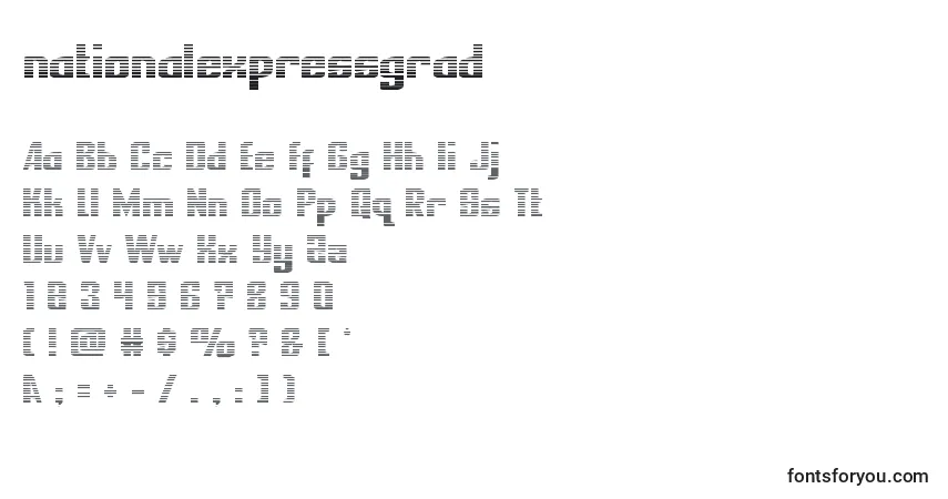 Шрифт Nationalexpressgrad – алфавит, цифры, специальные символы