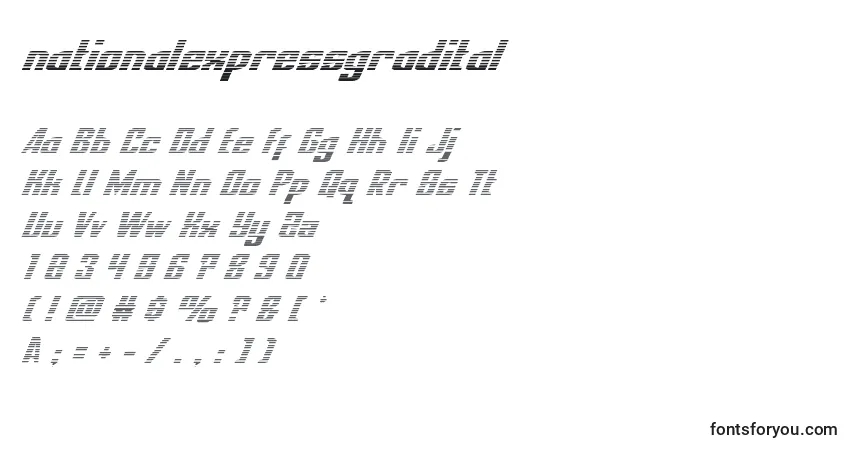 Schriftart Nationalexpressgradital – Alphabet, Zahlen, spezielle Symbole