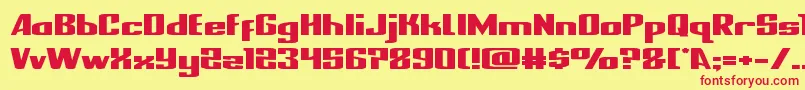 nationalexpressxtraexpand-Schriftart – Rote Schriften auf gelbem Hintergrund