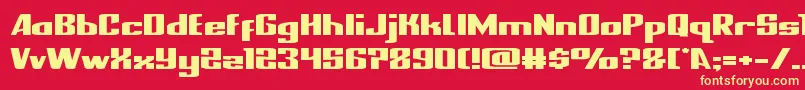 nationalexpressxtraexpand-Schriftart – Gelbe Schriften auf rotem Hintergrund