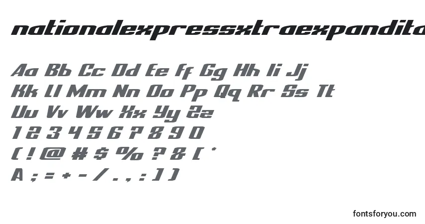Nationalexpressxtraexpandital Font – alphabet, numbers, special characters