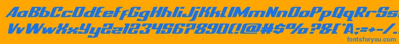 nationalexpressxtraexpandital Font – Blue Fonts on Orange Background
