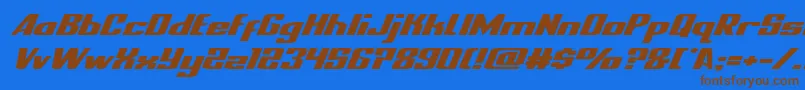 nationalexpressxtraexpandital Font – Brown Fonts on Blue Background