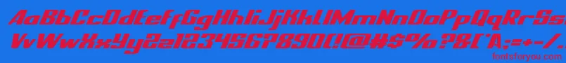 nationalexpressxtraexpandital Font – Red Fonts on Blue Background