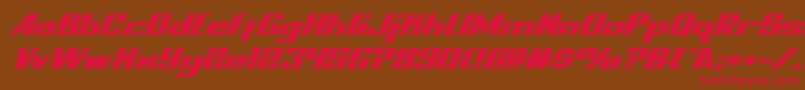 nationalexpressxtraexpandital Font – Red Fonts on Brown Background