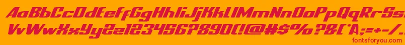 nationalexpressxtraexpandital-Schriftart – Rote Schriften auf orangefarbenem Hintergrund