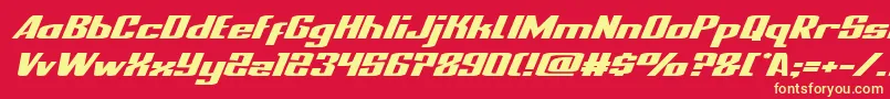 nationalexpressxtraexpandital Font – Yellow Fonts on Red Background