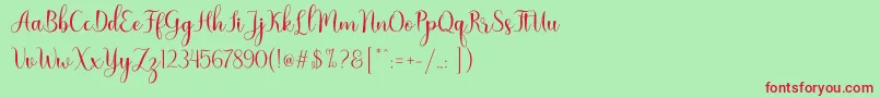 フォントNattalia – 赤い文字の緑の背景