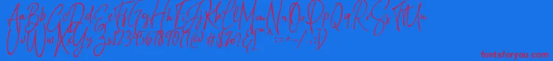 Natthalie Demo-Schriftart – Rote Schriften auf blauem Hintergrund