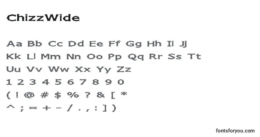 A fonte ChizzWide – alfabeto, números, caracteres especiais