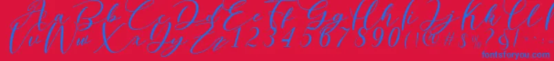 Nattyla-Schriftart – Blaue Schriften auf rotem Hintergrund