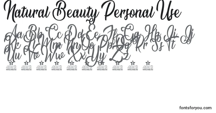 Natural Beauty Personal Use-fontti – aakkoset, numerot, erikoismerkit