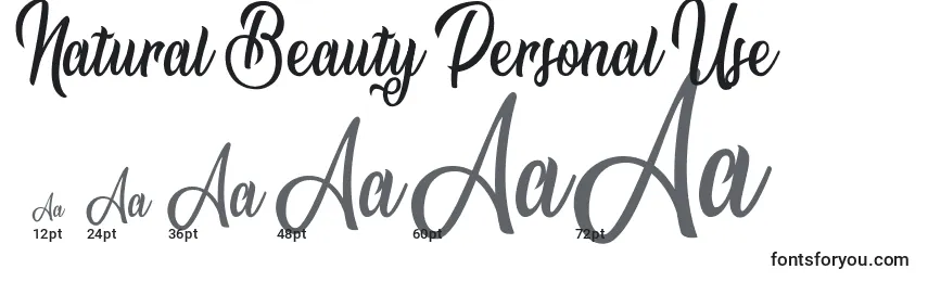 Размеры шрифта Natural Beauty Personal Use