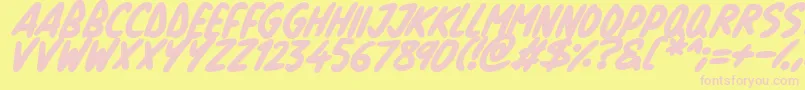 Fonte Natural Marker Italic – fontes rosa em um fundo amarelo