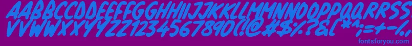 Fonte Natural Marker Italic – fontes azuis em um fundo violeta