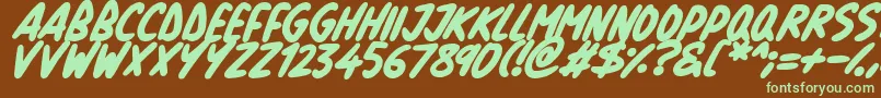 Czcionka Natural Marker Italic – zielone czcionki na brązowym tle