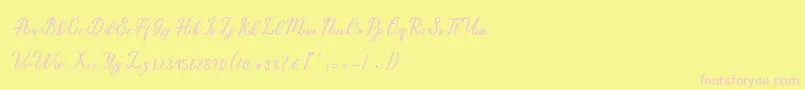 Natural Script Demo-fontti – vaaleanpunaiset fontit keltaisella taustalla