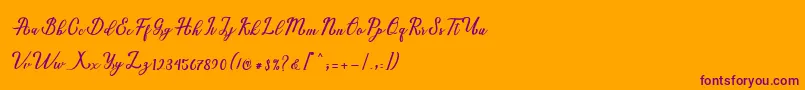 Шрифт Natural Script Demo – фиолетовые шрифты на оранжевом фоне