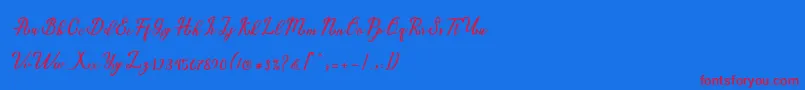 Natural Script Demo Font – Red Fonts on Blue Background