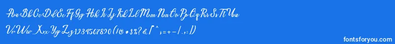 Natural Script Demo-Schriftart – Weiße Schriften auf blauem Hintergrund