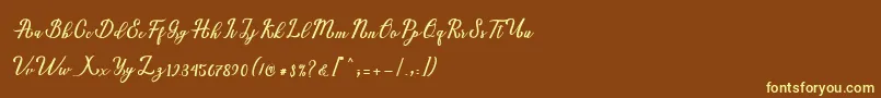 Natural Script Demo-fontti – keltaiset fontit ruskealla taustalla