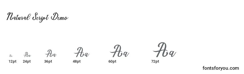 Natural Script Demo Font Sizes