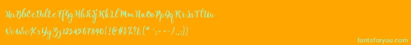 Natural script Free-Schriftart – Grüne Schriften auf orangefarbenem Hintergrund