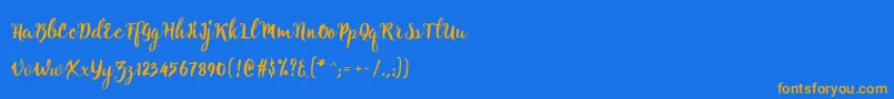 Natural script Free-Schriftart – Orangefarbene Schriften auf blauem Hintergrund