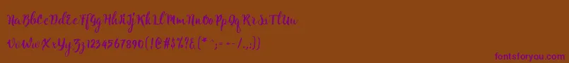 Natural script Free-Schriftart – Violette Schriften auf braunem Hintergrund