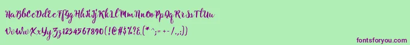 Natural script Free-Schriftart – Violette Schriften auf grünem Hintergrund