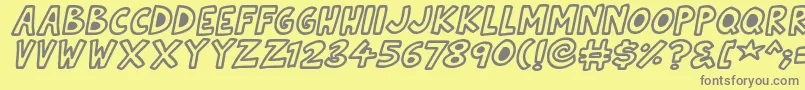 Natural Toons Italic Font – Gray Fonts on Yellow Background