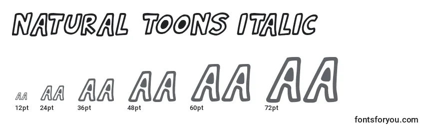 Tamaños de fuente Natural Toons Italic