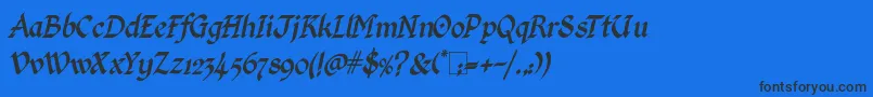 Шрифт KingthingsCalligraphicaItalic – чёрные шрифты на синем фоне