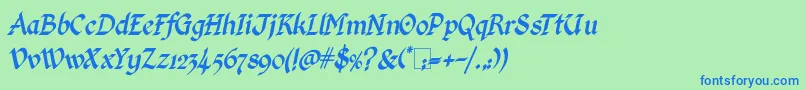 KingthingsCalligraphicaItalic Font – Blue Fonts on Green Background