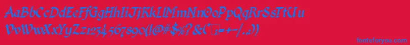 KingthingsCalligraphicaItalic Font – Blue Fonts on Red Background