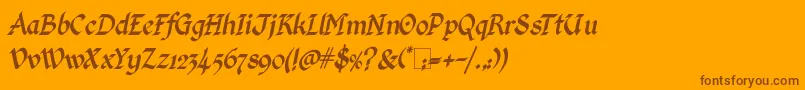 fuente KingthingsCalligraphicaItalic – Fuentes Marrones Sobre Fondo Naranja
