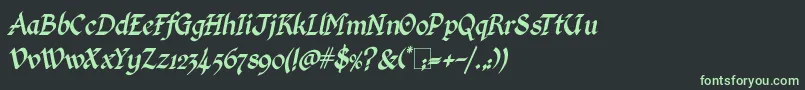 KingthingsCalligraphicaItalic Font – Green Fonts on Black Background