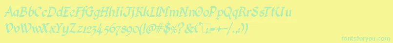 KingthingsCalligraphicaItalic Font – Green Fonts on Yellow Background